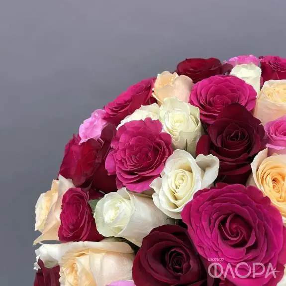 Разноцветные розы, Кения 40 см 